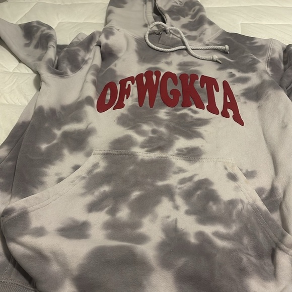 Ofwgkta Gray Tie-Dye Hoodie with Red Lettering - Picture 2 of 3
